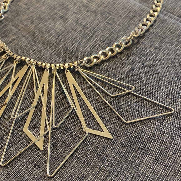 Fun Silver Colored Geometric Triangle Shapes Necklace - Picture 6 of 16